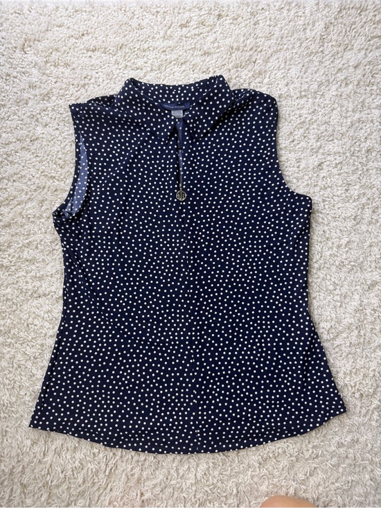 Tommy Hilfiger Tops - Tommy Hilfiger Small Polka Dot Sleeveless Zip Mock Collar Top NWT